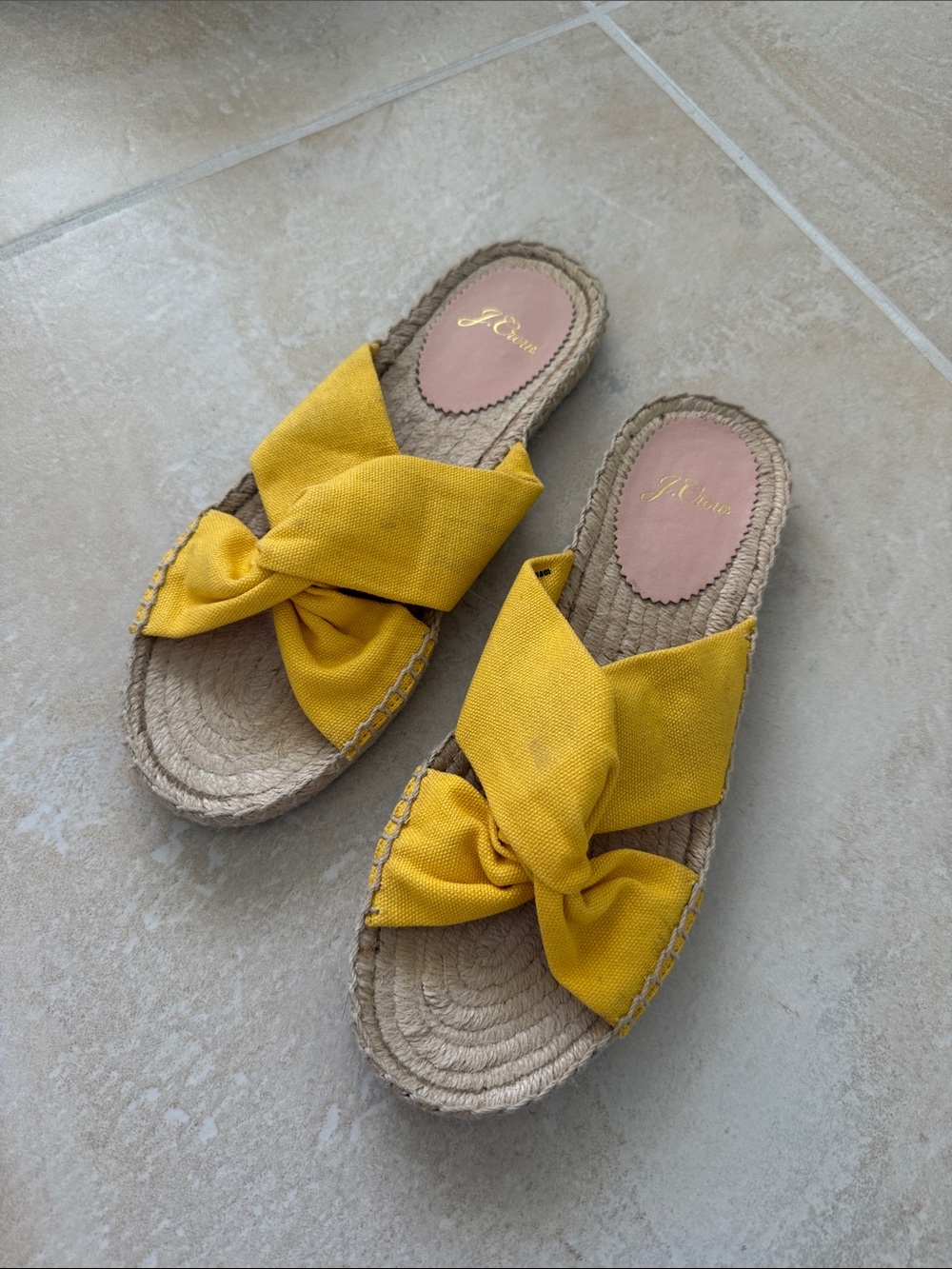 J. Crew Bright Yellow Knotted Espadrille Slides